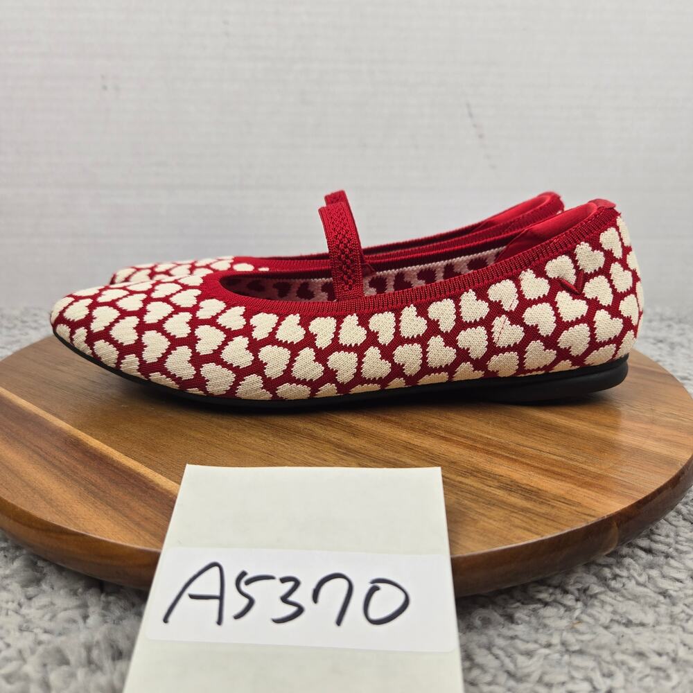Vivaia Womens 39 Tamia Mary Jane Almond Toe Romantic Red White Heart Daily Flats